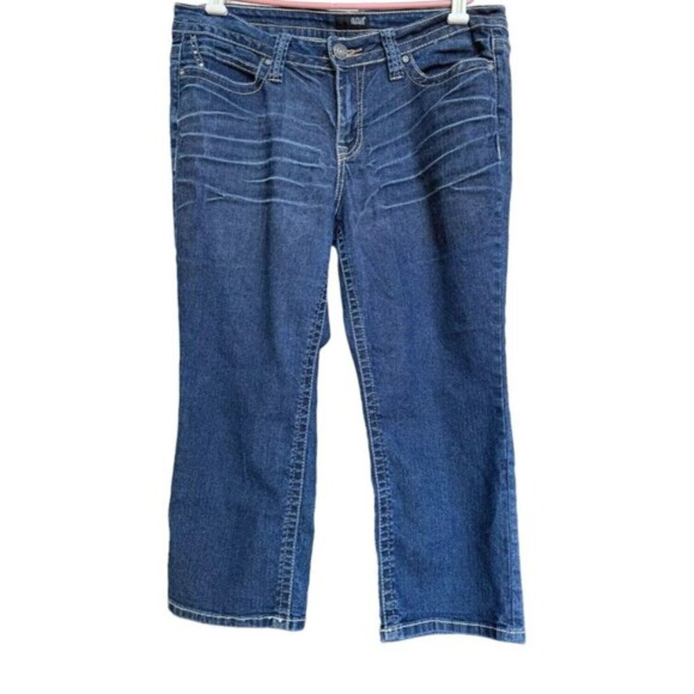 a.n.a A New Approach Capri Jeans Women's 14 Blue 5-Pocket Mid Rise Rhinestone